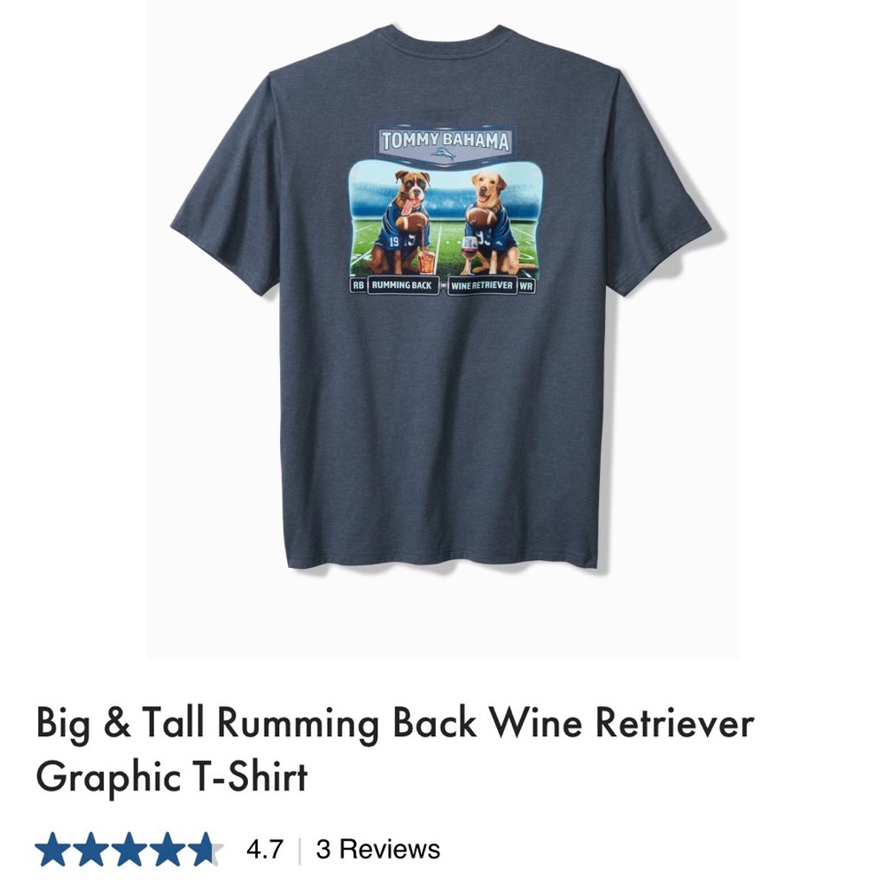 Tommy Bahama Short-Sleeve Pocket Tee men’s size 4xl Rumming Back Wine Retriever - Picture 4 of 8